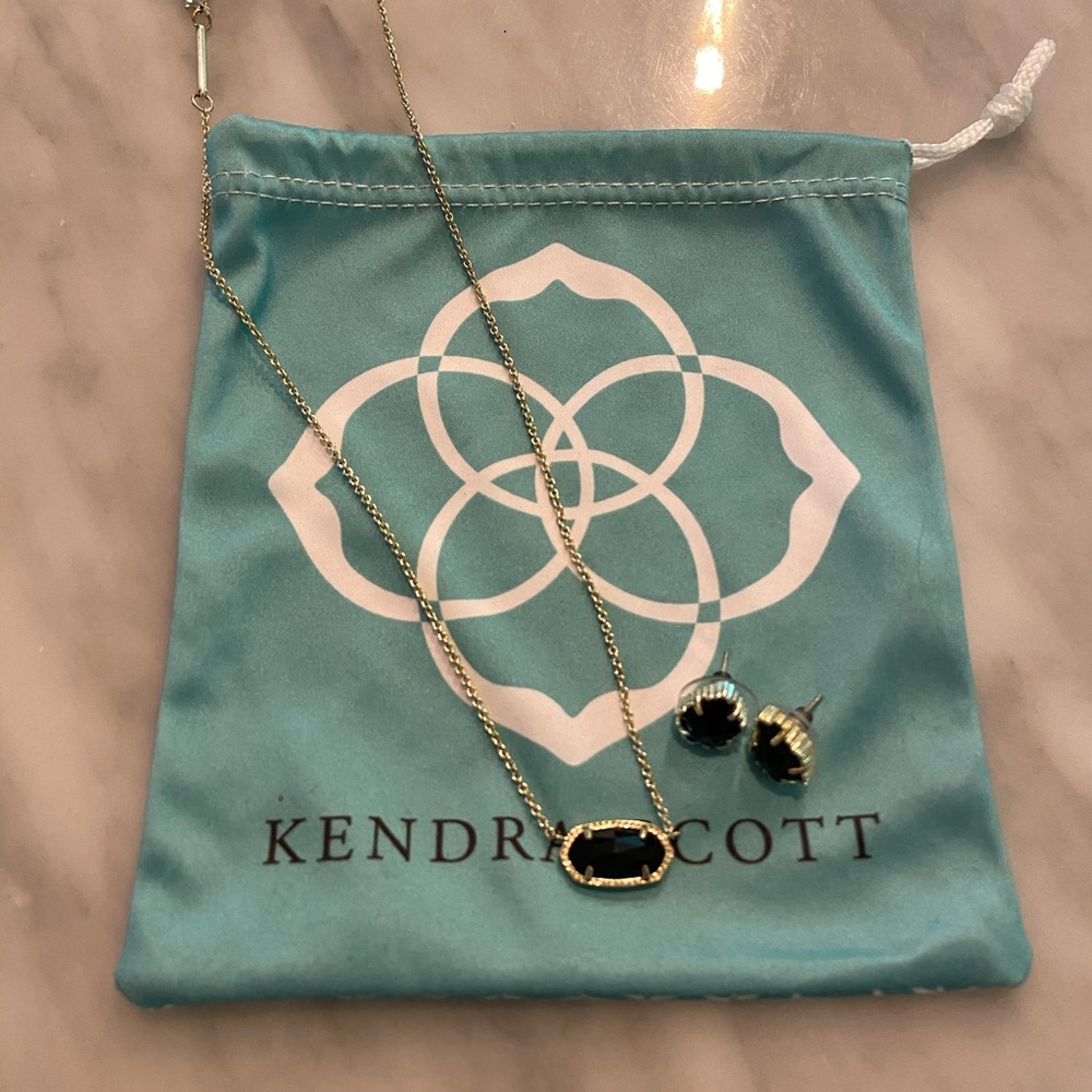 Kendra Scott Black Elisa Necklace & Tessa Earrings